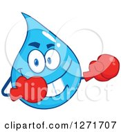 Poster, Art Print Of Tough Blue Water Drop Character Wearing Boxing Gloves