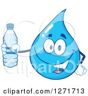 Poster, Art Print Of Happy Blue Water Drop Character Holding A Bottle