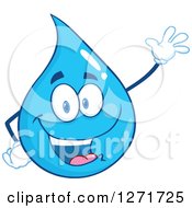 Clipart Of A Happy Blue Water Drop Character Waving Royalty Free Vector Illustration by Hit Toon