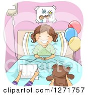 Poster, Art Print Of Happy Brunete White Girl With Hospital Visitors
