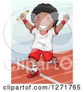 Poster, Art Print Of Successful Black Boy Winning A Relay Race