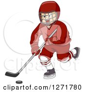 Poster, Art Print Of Blond White Ice Hockey Player Boy In Action