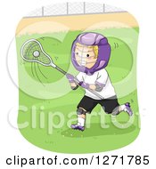 Poster, Art Print Of Blond White Lacrosse Player In Action