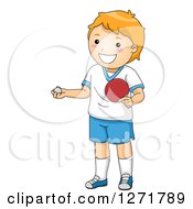 Poster, Art Print Of Red Haired White Table Tennis Ping Pong Player Boy