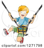 Poster, Art Print Of Happy White Boy Bungee Jumping