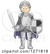 Poster, Art Print Of Happy Red Haired Caucasian Boy In A Knight Costume