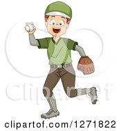 Poster, Art Print Of Happy White Boy Pitching A Baseball