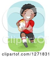 Poster, Art Print Of Happy Black Boy Playing Rugby