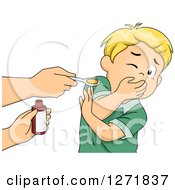 Poster, Art Print Of Blond White Boy Refusing To Take Medicine