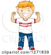 Poster, Art Print Of Strong Red Haired White Boy Flexing His Arms