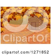 Clipart Of A Log Cabin Framed In Autumn Branches Royalty Free Vector Illustration