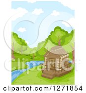 Log Cabin Beside A Stream In The Woods