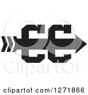 Clipart Of A Cross Country Running Arrow Design In Black And White With Text Space On The Arrow Royalty Free Vector Illustration