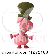 Clipart Of A 3d Happy Irish Pig Shrugging Royalty Free Illustration by Julos