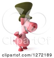 Clipart Of A 3d Happy Irish Pig Facing Right And Waving Royalty Free Illustration by Julos