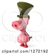 Clipart Of A 3d Happy Irish Pig Facing Left Royalty Free Illustration by Julos