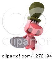 Clipart Of A 3d Happy Irish Pig Holding Up A Plate Royalty Free Illustration by Julos
