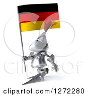 Clipart Of A 3d Medieval Knight Walking To The Left With A German Flag Royalty Free Illustration