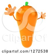 Clipart Of A 3d Carrot Character Facing Slightly Right And Jumping Royalty Free Illustration by Julos