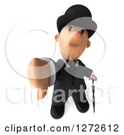 Clipart Of A 3d White Unhappy Gentleman With An Umbrella Giving A Thumb Down Royalty Free Illustration