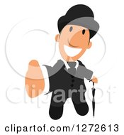 Clipart Of A 3d White Happy Gentleman With An Umbrella Giving A Thumb Up Royalty Free Illustration