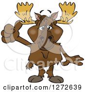 Clipart Of A Moose Giving A Thumb Up Royalty Free Vector Illustration