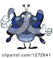 Poster, Art Print Of Happy Blue Butterfly Giving A Thumb Up