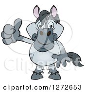 Clipart Of A Happy Gray Horse Giving A Thumb Up Royalty Free Vector Illustration
