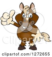 Clipart Of A Happy Brown Horse Giving A Thumb Up Royalty Free Vector Illustration