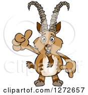 Clipart Of A Happy Ibex Goat Giving A Thumb Up Royalty Free Vector Illustration