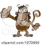 Clipart Of A Happy Monkey Giving A Thumb Up Royalty Free Vector Illustration