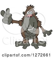 Clipart Of A Happy Ape Gesturing Peace Royalty Free Vector Illustration