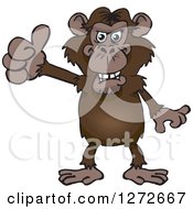 Clipart Of A Chimpanzee Giving A Thumb Up Royalty Free Vector Illustration