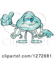 Clipart Of A Blue Jellyfish Giving A Thumb Up Royalty Free Vector Illustration by Dennis Holmes Designs