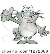 Clipart Of A Happy Catfish Giving A Thumb Up Royalty Free Vector Illustration