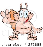 Clipart Of A Happy Hermit Crab Gesturing Peace Royalty Free Vector Illustration by Dennis Holmes Designs