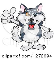 Clipart Of A Happy Husky Dog Giving A Thumb Up Royalty Free Vector Illustration