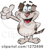 Clipart Of A Happy Two Toned Brown Dog Giving A Thumb Up Royalty Free Vector Illustration