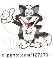 Poster, Art Print Of Happy Border Collie Dog Giving A Thumb Up