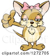 Clipart Of A Happy Tan Female Chihuahua Giving A Thumb Up Royalty Free Vector Illustration by Dennis Holmes Designs