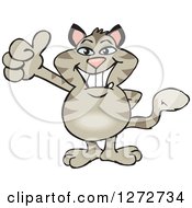 Clipart Of A Happy Striped Tabby Cat Giving A Thumb Up Royalty Free Vector Illustration by Dennis Holmes Designs