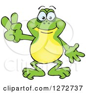 Clipart Of A Happy Frog Gesturing Peace Royalty Free Vector Illustration