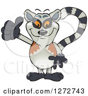 Clipart Of A Happy Lemur Giving A Thumb Up Royalty Free Vector Illustration by Dennis Holmes Designs
