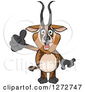 Clipart Of A Happy Gazelle Giving A Thumb Up Royalty Free Vector Illustration