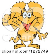 Clipart Of A Happy Frill Lizard Giving A Thumb Up Royalty Free Vector Illustration by Dennis Holmes Designs
