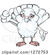 Clipart Of A Happy White Dove Giving A Thumb Up Royalty Free Vector Illustration
