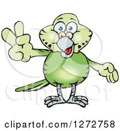 Poster, Art Print Of Happy Green Budgie Parakeet Bird Gesturing Peace