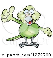 Poster, Art Print Of Happy Green Budgie Parakeet Bird Giving A Thumb Up