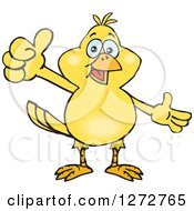 Happy Yellow Canary Bird Presenting And Giving A Thumb Up