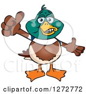 Clipart Of A Happy Mallard Drake Duck Giving A Thumb Up Royalty Free Vector Illustration by Dennis Holmes Designs